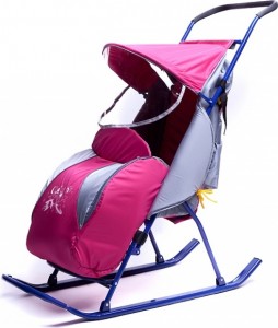 Санки-коляска Малышок N7 Розовый серый