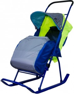 Санки-коляска Малышок 1 М5 Серые синие лимонные