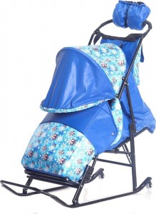 Санки-коляска Kristy Luxe snowflakes Blue