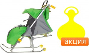 Санки-коляска Nika Детям 2 Green + Ледянка желтая