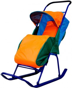 Санки-коляска Малышок 1 М2 Оранжевые голубые зеленые
