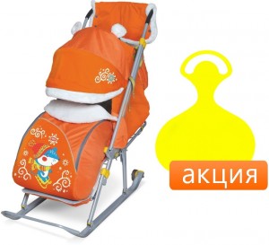 Санки-коляска Nika Детям 6 НД6 2016 Мышонок Orange + Ледянка желтая