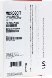 Операционная система Microsoft Windows 7 GGK-Win Pro 7 32-bit/x64 SP1 Russian Legalization DSP OEI DVD (6PC-00024)