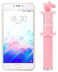 Смартфон Meizu M3 Note 32Gb Gold white + монопод MZU-Pod Pink