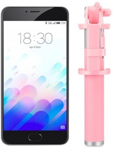 Смартфон Meizu M3 Note 16Gb Gray black + монопод MZU-Pod Pink