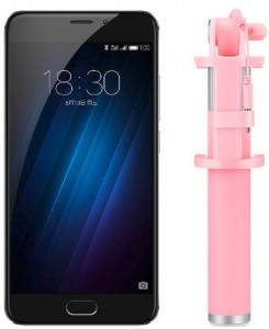 Смартфон Meizu M3E 32Gb Gray black + монопод MZU-Pod Pink