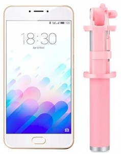 Смартфон Meizu M3E 32Gb Gold white + монопод MZU-Pod Pink