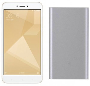 Смартфон Xiaomi Redmi 4X 16Gb Gold + Xiaomi Mi Power Bank 2 Slim 10000mAh Silver