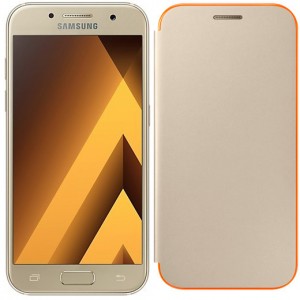 Смартфон Samsung Galaxy A5 (2017) SM-A520F Gold + чехол A520 Flip Cover Neon Gold