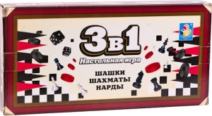 Интеллектуальная игра 1TOY 3 в 1 Шашки+шахматы+нарды